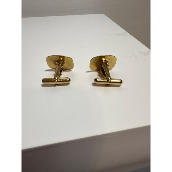 Forstar Cufflinks Vintage Gold Tone With Geometric Design T Bar - Picture 6 of 8